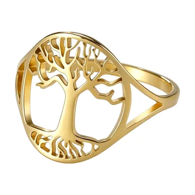 Lebensbaum Statement-Ring für Herren, Edelstahl 316L