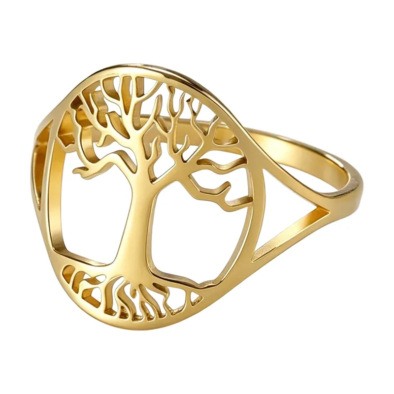 Lebensbaum Statement-Ring für Herren, Edelstahl 316L