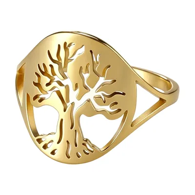 Lebensbaum Statement-Ring für Herren, Edelstahl 316L