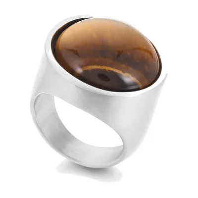 Herren Siegelring mit braunem Stein, Edelstahl