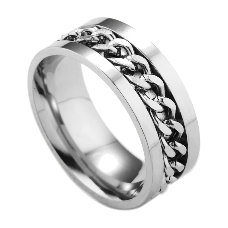 Chain Link Spinner Ring, 316L Stainless Steel