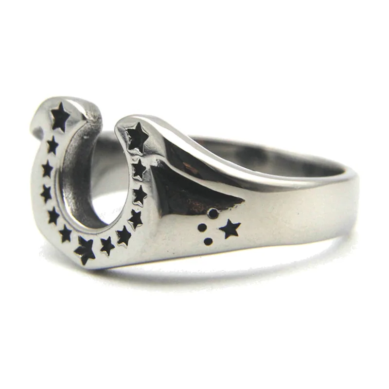 Anillo de Herradura con Estrellas, Acero Inoxidable