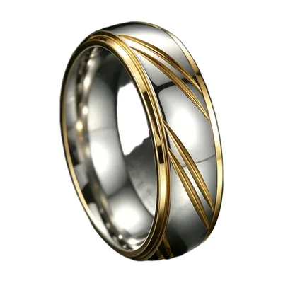 Wellenmuster Ring in Silber- und Goldtönen, Edelstahl