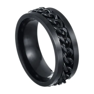 Spinner-Ring mit rotierender Kettenglied-Optik, Edelstahl