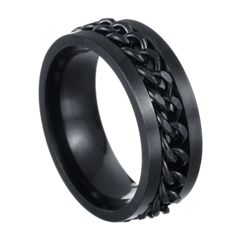 Spinner Ring with Rotating Chain Link, Stainless Steel