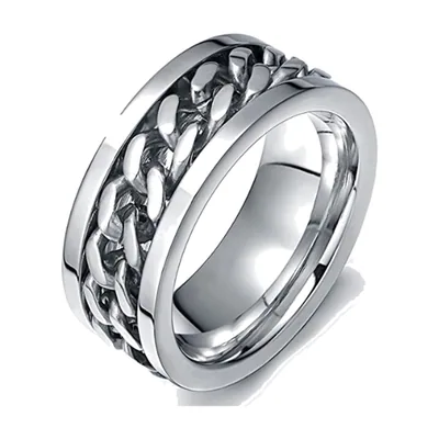 Spinner-Ring mit Ketten-Design für Herren, 316L Edelstahl