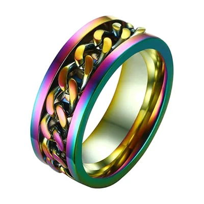 Spinner-Ring mit Ketten-Design aus 316L Edelstahl