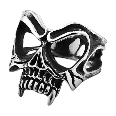 Vampir-Totenkopf Statement-Ring aus 316L Edelstahl