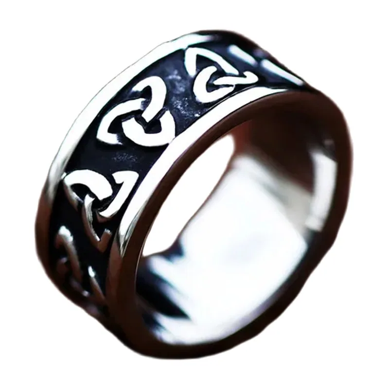 Keltischer Knoten Ring mit schwarzem Emaille, Edelstahl