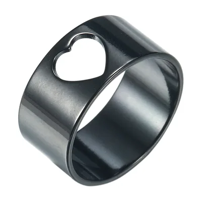 Anello a Fascia con Cuore Traforato, Acciaio Inossidabile