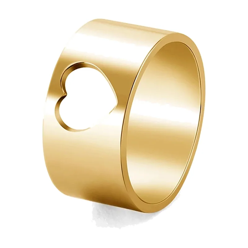 Anello a Fascia con Intaglio a Cuore, Acciaio Inossidabile