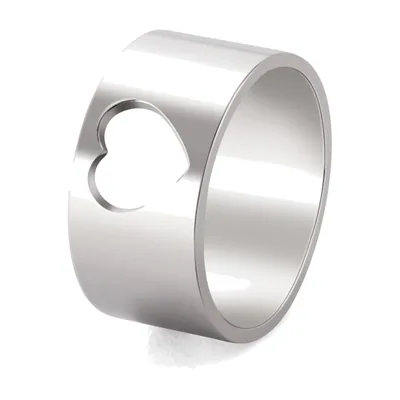 Anello con intaglio a cuore, acciaio inossidabile 316L