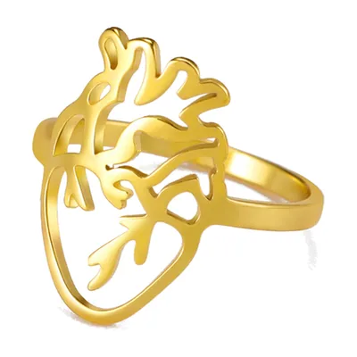 Anatomical Heart Statement Ring, 316L Stainless Steel