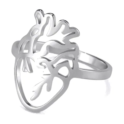 Anatomical Heart Statement Ring, 316L Stainless Steel