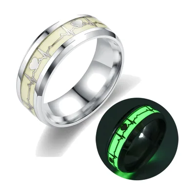 Anillo con Línea de Latido del Corazón y Efecto Luminoso, Acero Inoxidable
