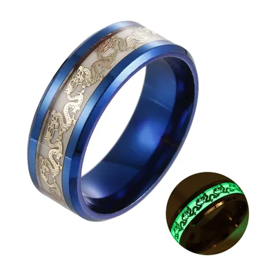 Anillo de Dragón Grabado con Efecto Luminoso, Acero Inoxidable