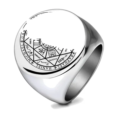 Anello Sigillo Stella di Salomone, Acciaio Inossidabile 316L