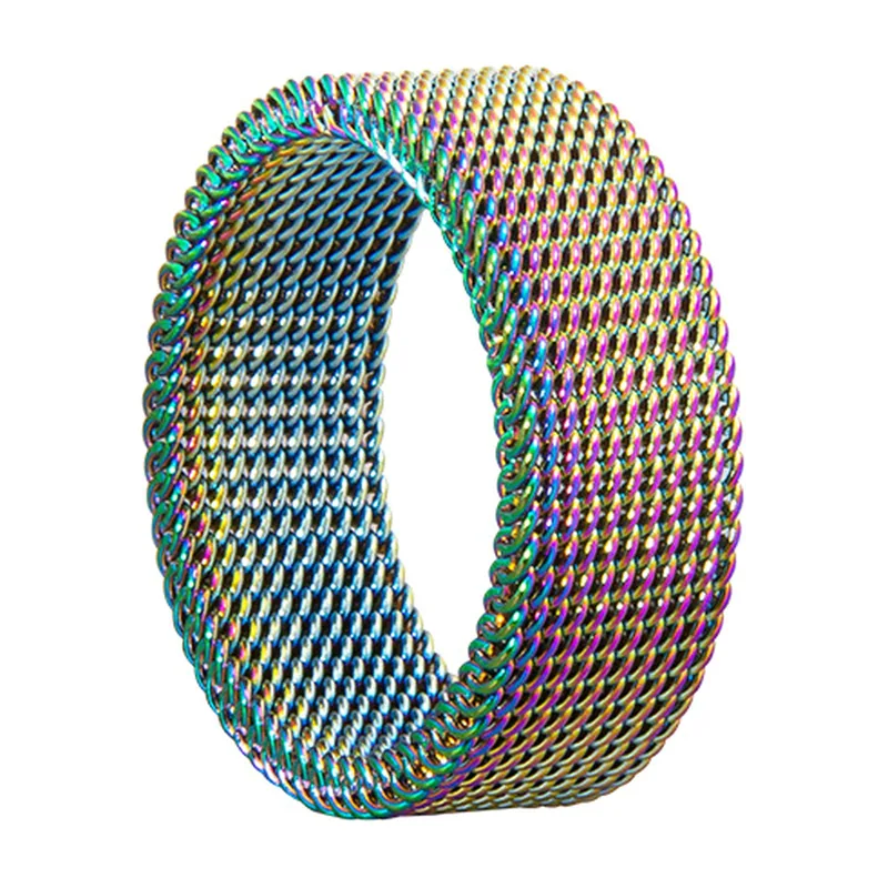 Bague à Maille Tressée, Acier Inoxydable Multicolore