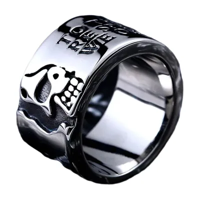 Anillo Gótico con Motivo de Calavera, Acero Inoxidable 316L