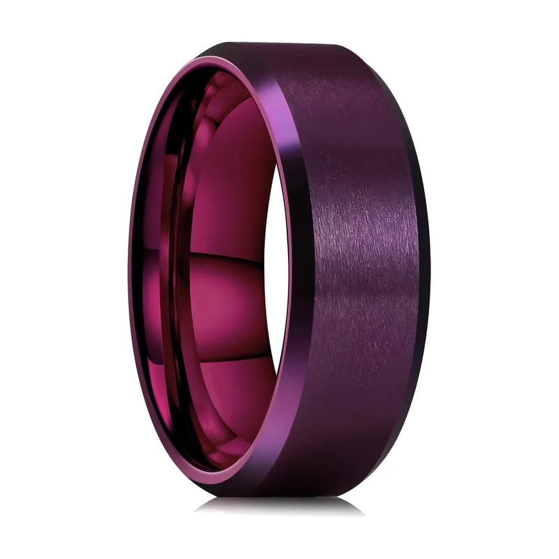 Herren Ring mit matter violetter Oberfläche, Edelstahl