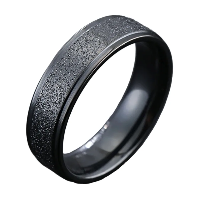 Anillo de Banda Negro Texturizado, 8mm Acero Inoxidable