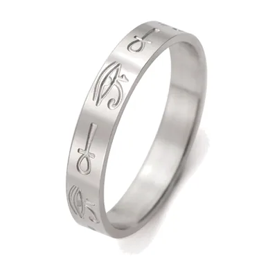Anello con Occhio di Horus e Simbolo Ankh, Acciaio Inossidabile