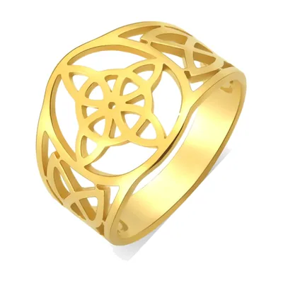 Anillo de Nudo Celta con Diseño Calado, Acero Inoxidable