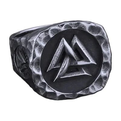 Anillo Sello con Símbolo Valknut, Acero Inoxidable