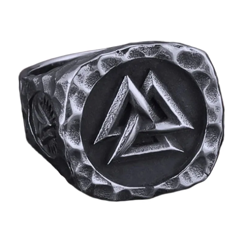 Herren Siegelring mit Valknut-Symbol, Edelstahl
