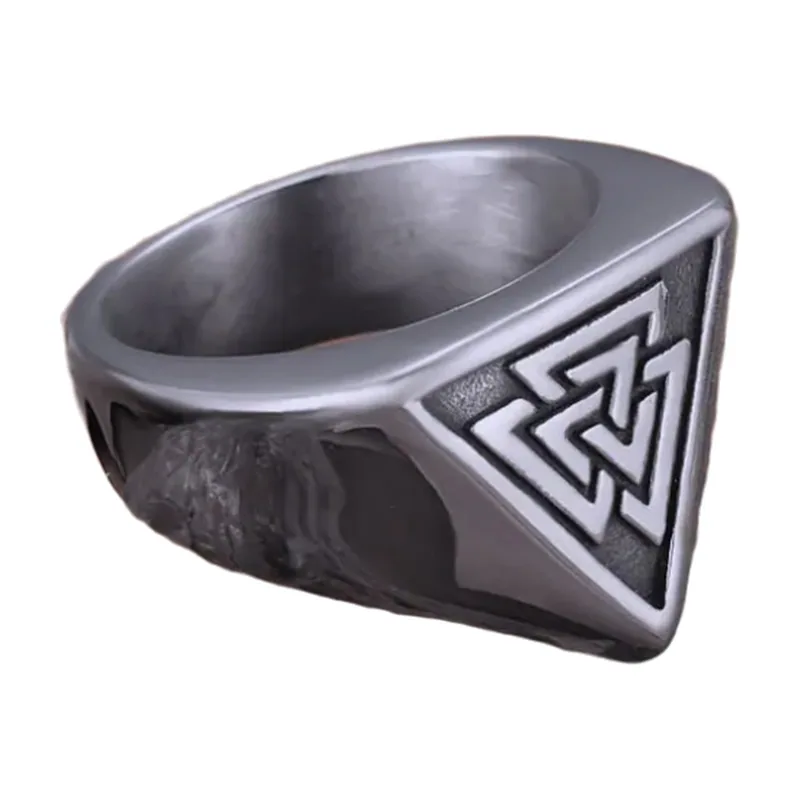 Herren Siegelring mit Valknut-Symbol, Edelstahl