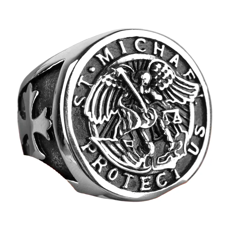 Siegelring Erzengel Michael, 316L Edelstahl