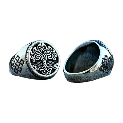 Tree of Life Yggdrasil Signet Ring, Stainless Steel