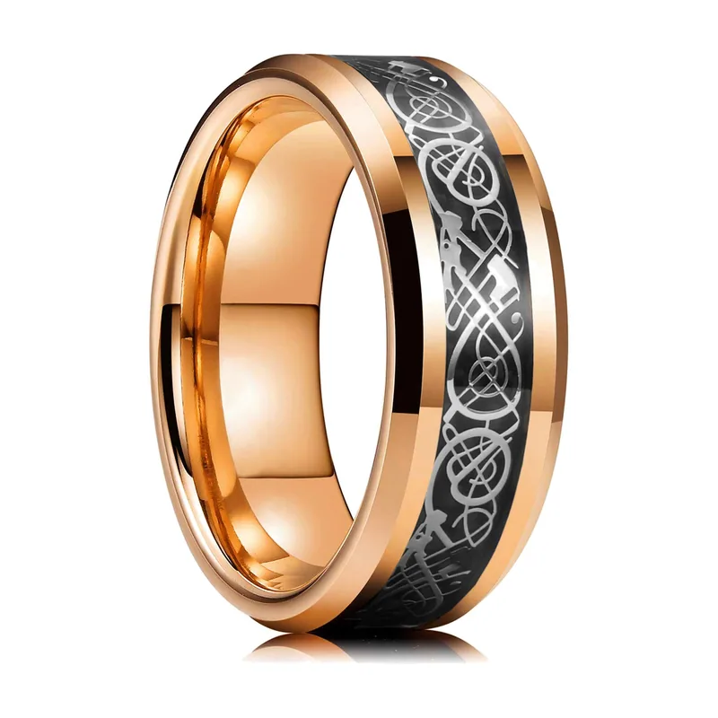 Abalone Shell Inlay Band Ring, Stainless Steel