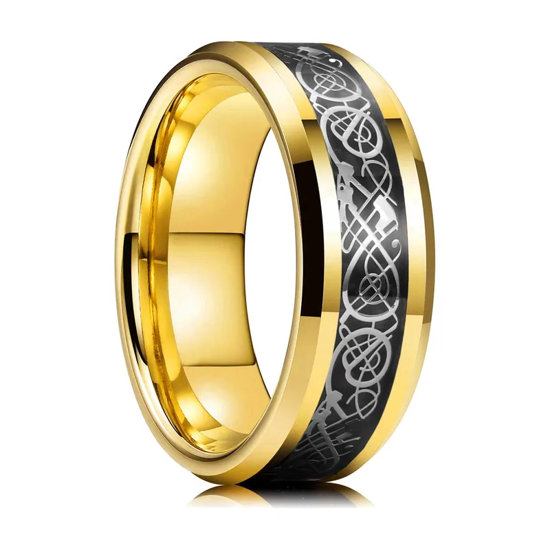 Herrenring mit Perlmutt-Einlage, Edelstahl