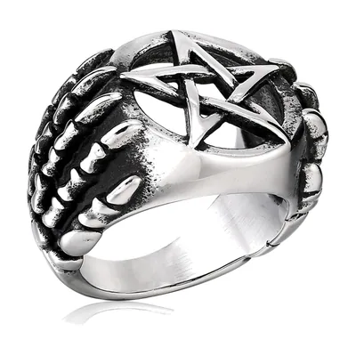 Bague Pentagramme au Design Gothique, Acier Inoxydable