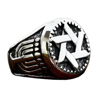 Wikinger Pentagramm Siegelring, 316L Edelstahl