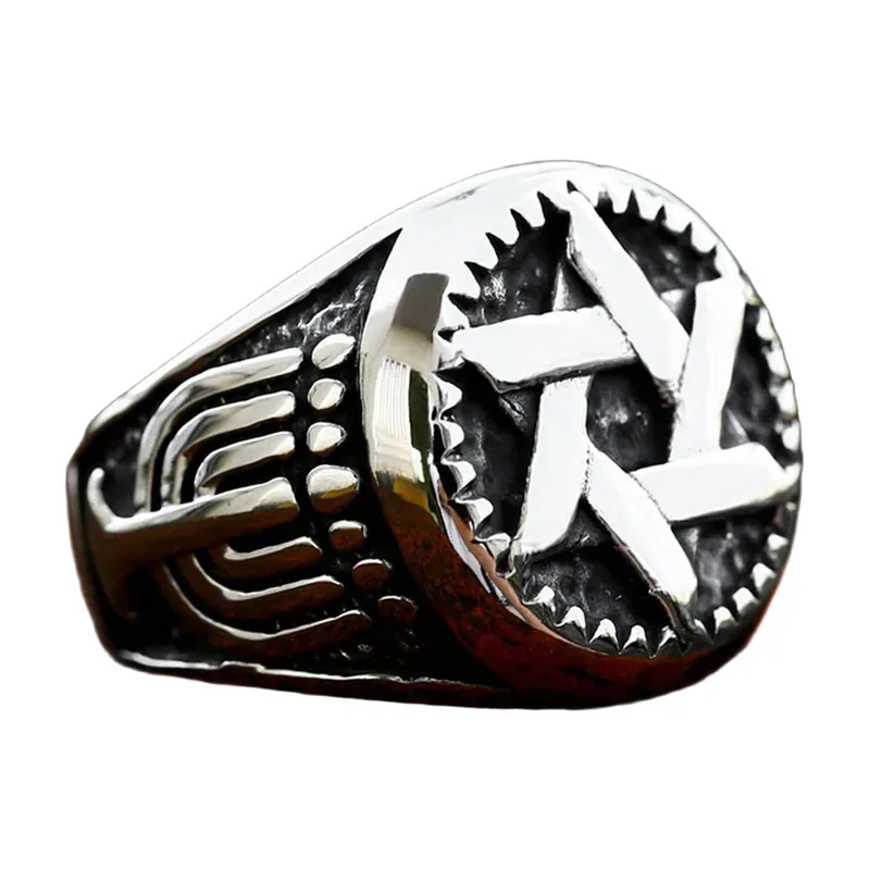 Wikinger Pentagramm Siegelring, 316L Edelstahl