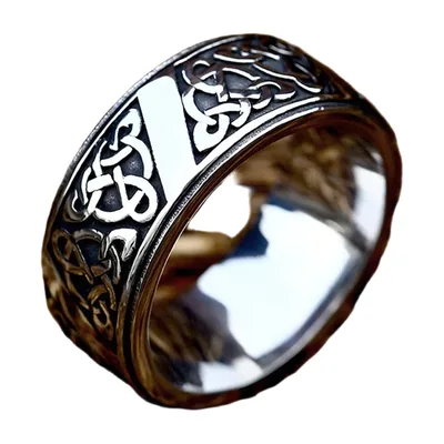 Anillo de Runas Vikingas con Símbolos de Odín, Acero Inoxidable