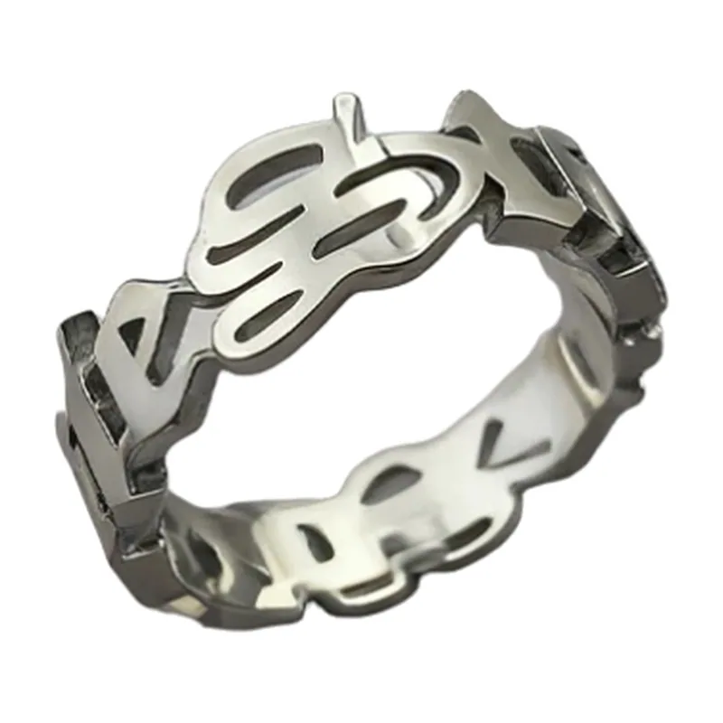 Geometrischer Openwork Ring mit Cut-Out Design, Edelstahl