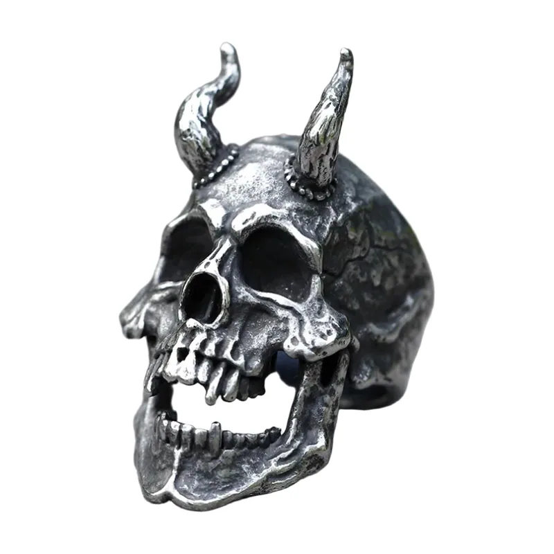 Hornschädel-Ring im Gothic-Stil, Edelstahl