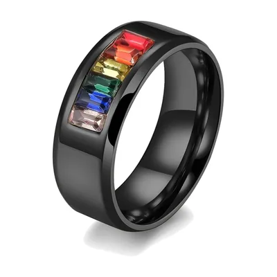 Bague Arc-en-ciel avec Pierres, Acier Inoxydable