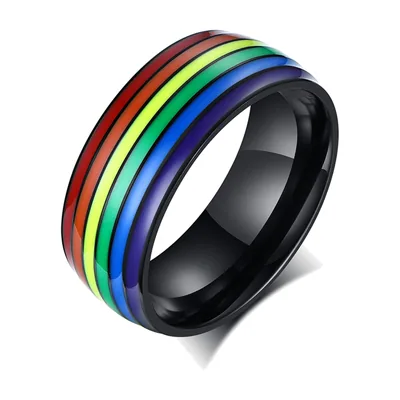 Anillo de Rayas Arcoíris, Acero Inoxidable