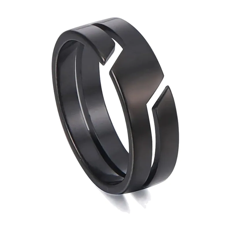 Bague Ouverte avec Découpe Géométrique, Acier Inoxydable 316L
