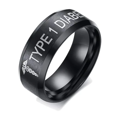 Anillo de alerta médica con símbolo del Caduceo, acero inoxidable 316L
