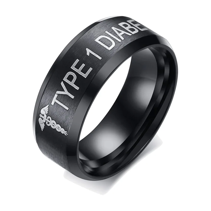 Bague d'alerte médicale avec symbole Caducée, acier inoxydable 316L