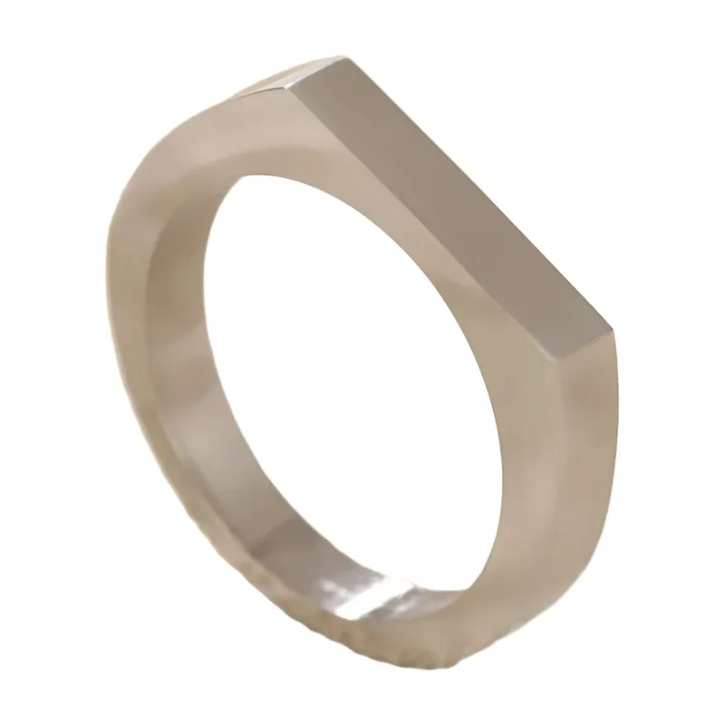 Square Signet Ring, Minimalist Flat Top, Stainless Steel