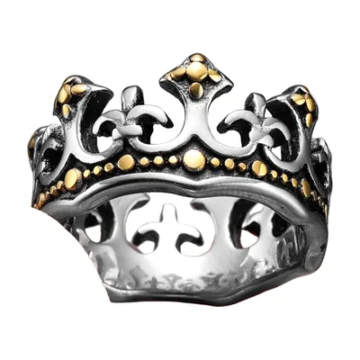 Kronen-Ring mit Gold-Akzenten aus Edelstahl