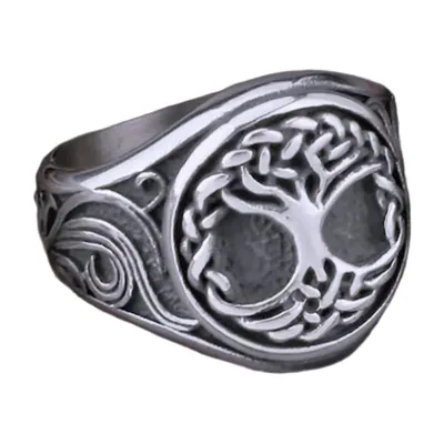 Anillo Yggdrasil Árbol de la Vida con Nudos Nórdicos, Acero Inoxidable