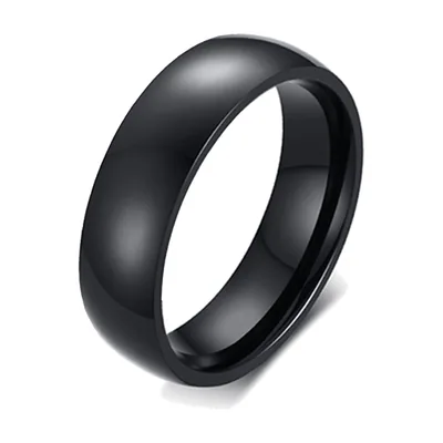 Anillo de Banda Pulido en Negro, Acero Inoxidable 316L