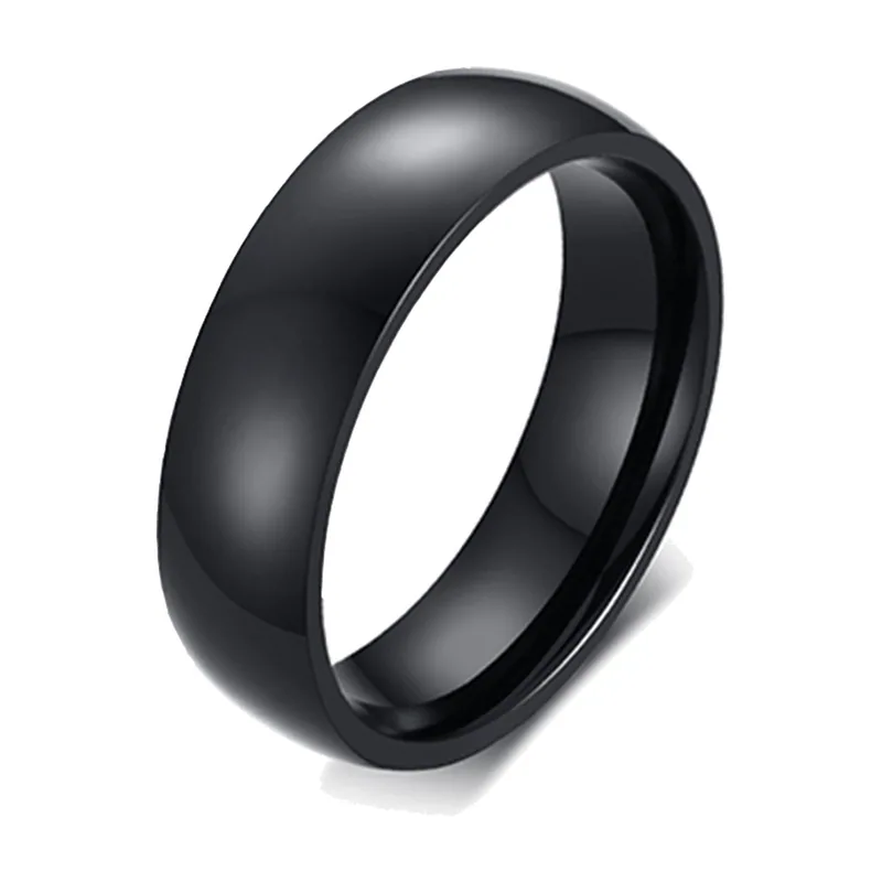 Polierter Herrenring in Schwarz, 316L Edelstahl